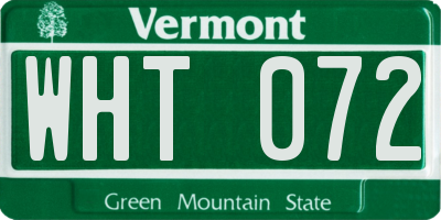 VT license plate WHT072