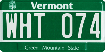 VT license plate WHT074