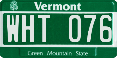 VT license plate WHT076