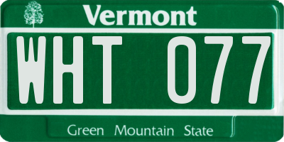 VT license plate WHT077