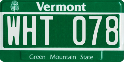 VT license plate WHT078