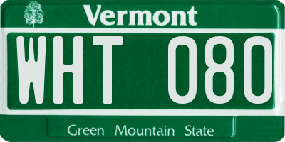 VT license plate WHT080
