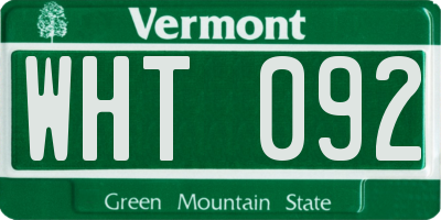 VT license plate WHT092