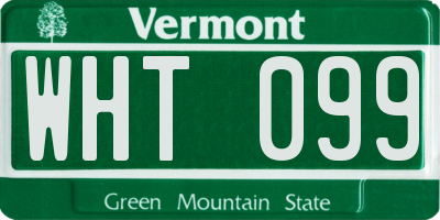 VT license plate WHT099