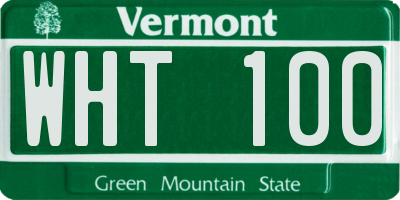 VT license plate WHT100