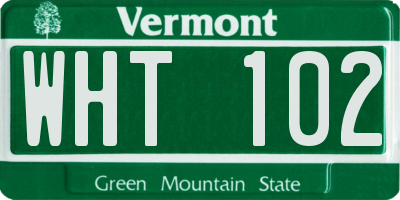 VT license plate WHT102