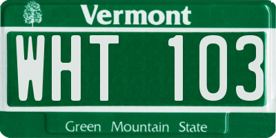 VT license plate WHT103