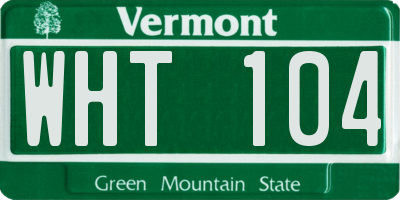 VT license plate WHT104