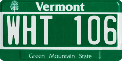 VT license plate WHT106