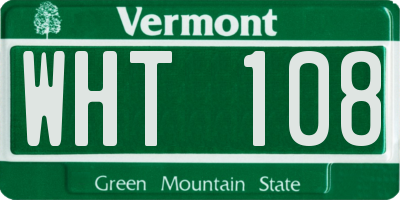 VT license plate WHT108