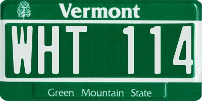 VT license plate WHT114
