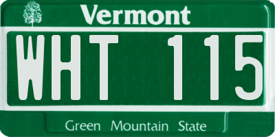 VT license plate WHT115