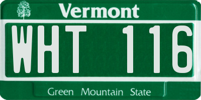 VT license plate WHT116