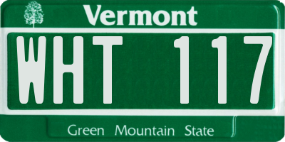 VT license plate WHT117
