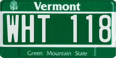 VT license plate WHT118