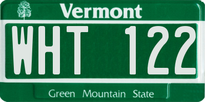 VT license plate WHT122