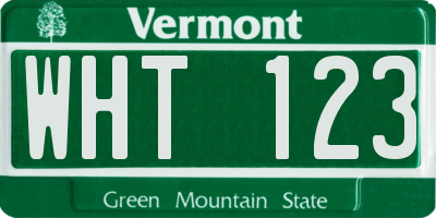 VT license plate WHT123