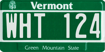 VT license plate WHT124