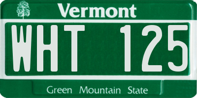 VT license plate WHT125