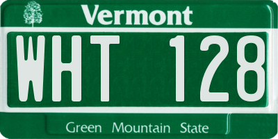 VT license plate WHT128