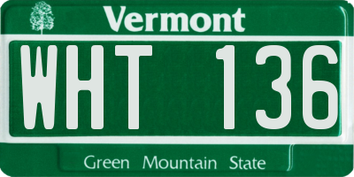 VT license plate WHT136