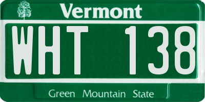 VT license plate WHT138