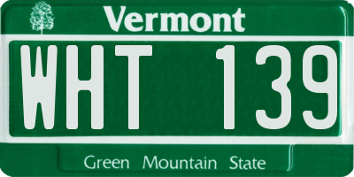 VT license plate WHT139