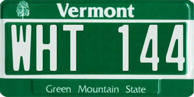 VT license plate WHT144