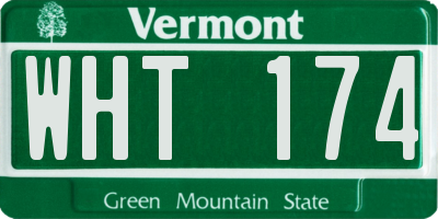VT license plate WHT174