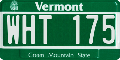 VT license plate WHT175