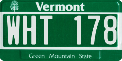 VT license plate WHT178