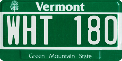 VT license plate WHT180