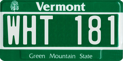 VT license plate WHT181