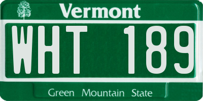 VT license plate WHT189