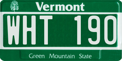 VT license plate WHT190