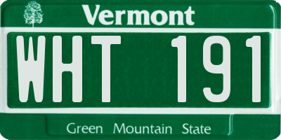 VT license plate WHT191