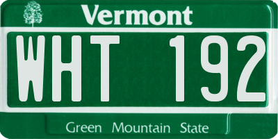 VT license plate WHT192