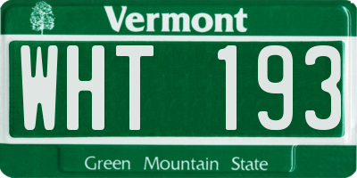 VT license plate WHT193
