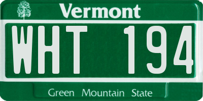 VT license plate WHT194