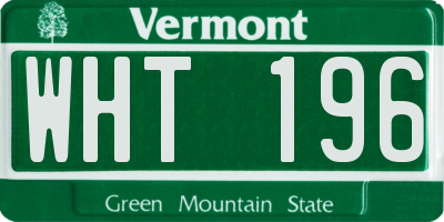 VT license plate WHT196