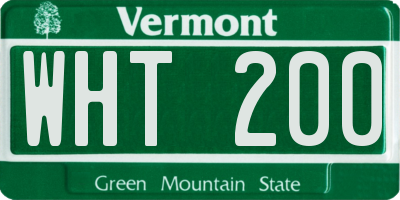 VT license plate WHT200