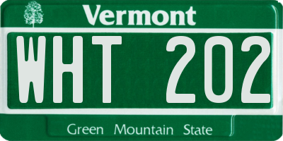 VT license plate WHT202