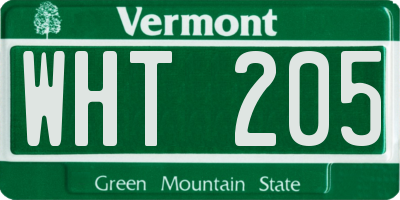 VT license plate WHT205