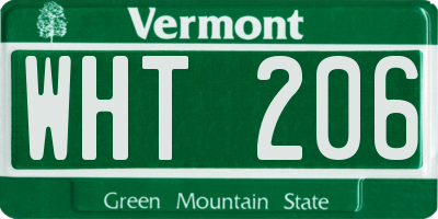 VT license plate WHT206