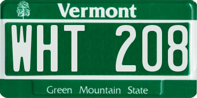 VT license plate WHT208