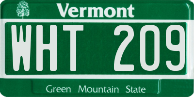 VT license plate WHT209