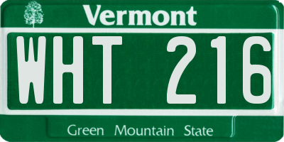 VT license plate WHT216
