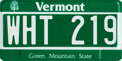 VT license plate WHT219