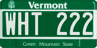 VT license plate WHT222