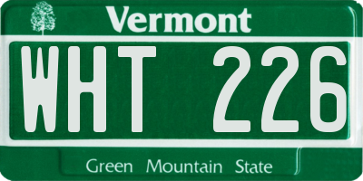 VT license plate WHT226
